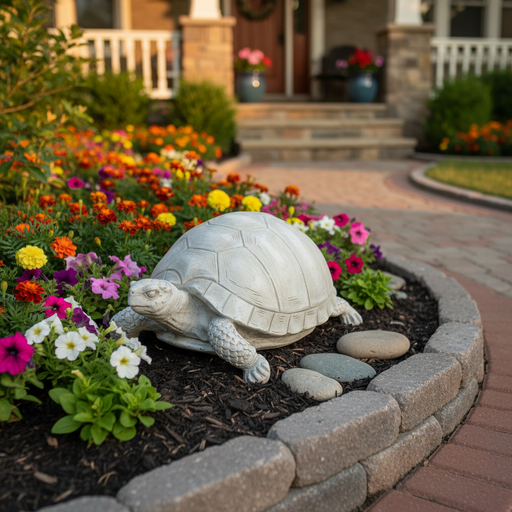 Turtle Garden Statue (12 - Inch) Side Angle