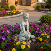 Turtle Rider Garden Statue (14 - Inch) Side Angle