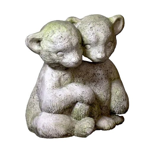 Twin Bear Cubs Garden Statue (14 - Inch) Side View