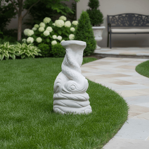 Twisted Dolphin Outdoor Statue (18 - Inch) Side Angle