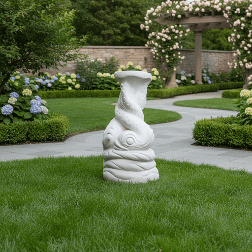 Twisted Dolphin Outdoor Statue (18 - Inch) Side Angle