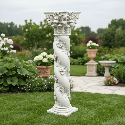Twisted Rose Pedestal Statue Bf (39 - Inch) Side Angle