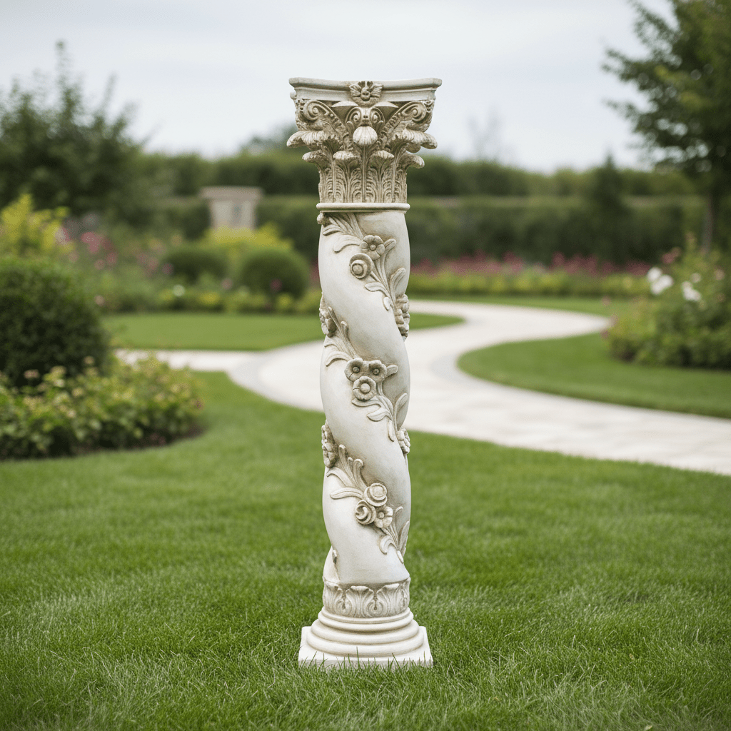 Outdoor Twisted Rose Pedestal Statue Bf (60-Inch) — Bella Statues
