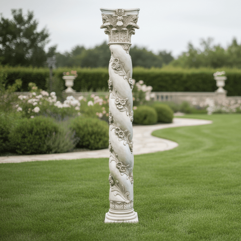 Twisted Rose Pedestal Statue Bf (84 - Inch) Side Angle