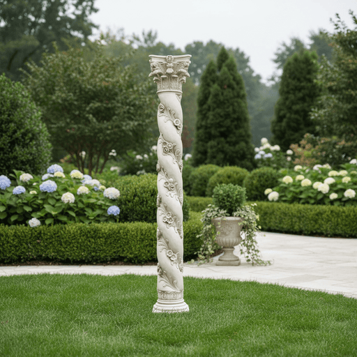 Twisted Rose Pedestal Statue Bf (96 - Inch) Side Angle
