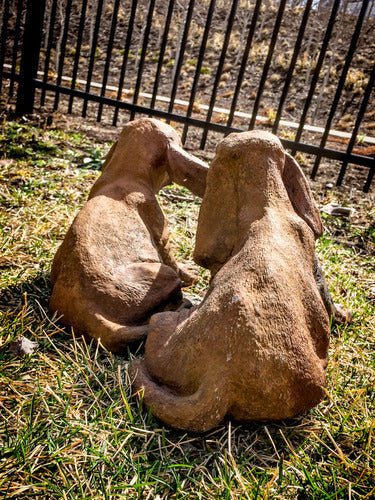 Two Playful Hounds Statue (9 - Inch) Different Angle
