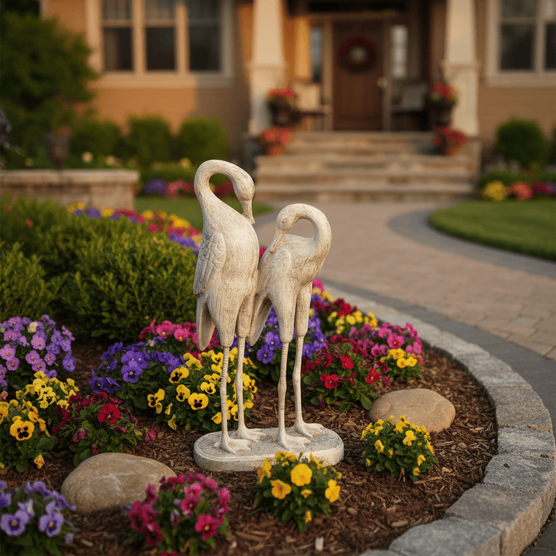 Two Storks Bird Garden Statue (27 - Inch) Side Angle