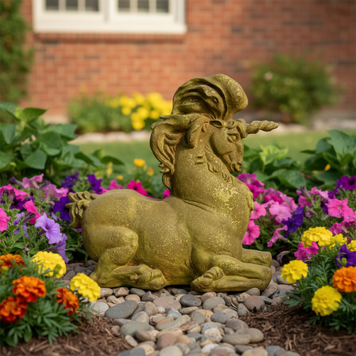 Unicorn Garden Statue (18 - Inch) Side Angle