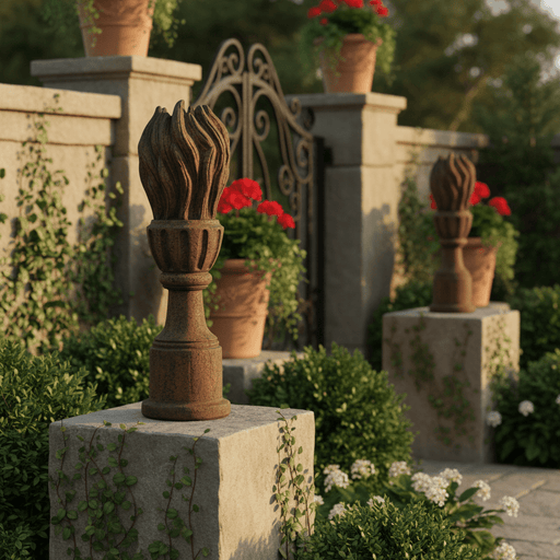 Venetian Flame Outdoor Statue (23 - Inch) Side Angle
