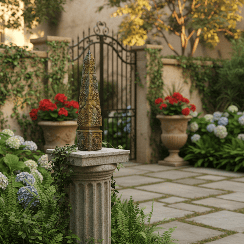 Venetian Obelisk Outdoor Statue (72 - Inch) Side Angle