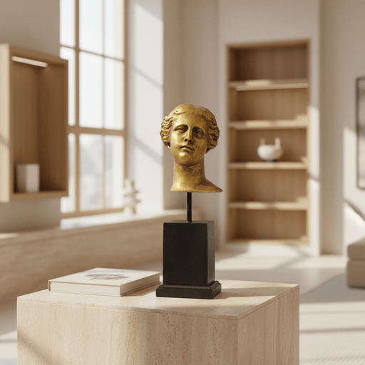 Venus Head on Cube Bust Display Decor (12-Inch)