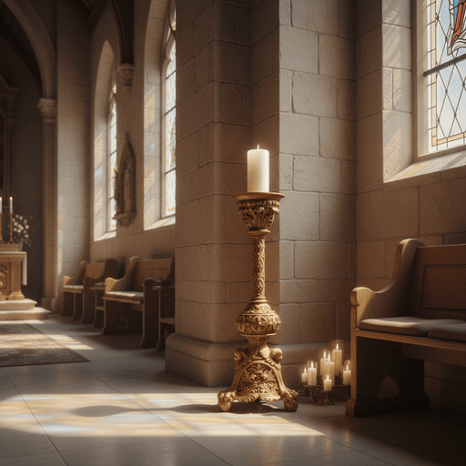 Victorian Candleholder Religious Statue (24 - Inch) Side Angle