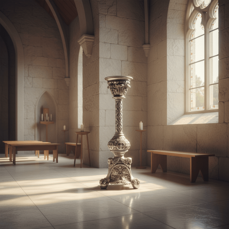 Victorian Candleholder Religious Statue (24 - Inch) Side Angle