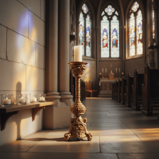 Victorian Candleholder Religious Statue (24 - Inch) Side Angle