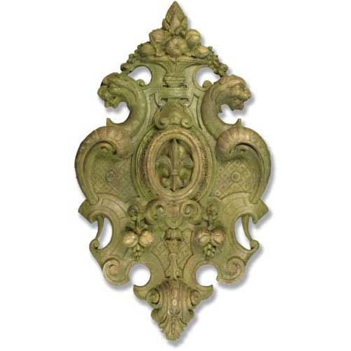 Victorian Crest Outdoor Plaque (29.0 - Inch) Side Angle View