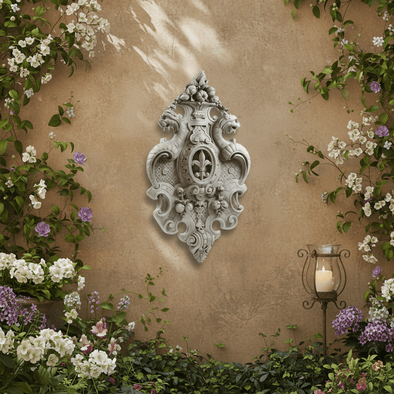 Victorian Crest Outdoor Plaque (29.0 - Inch) Side Angle