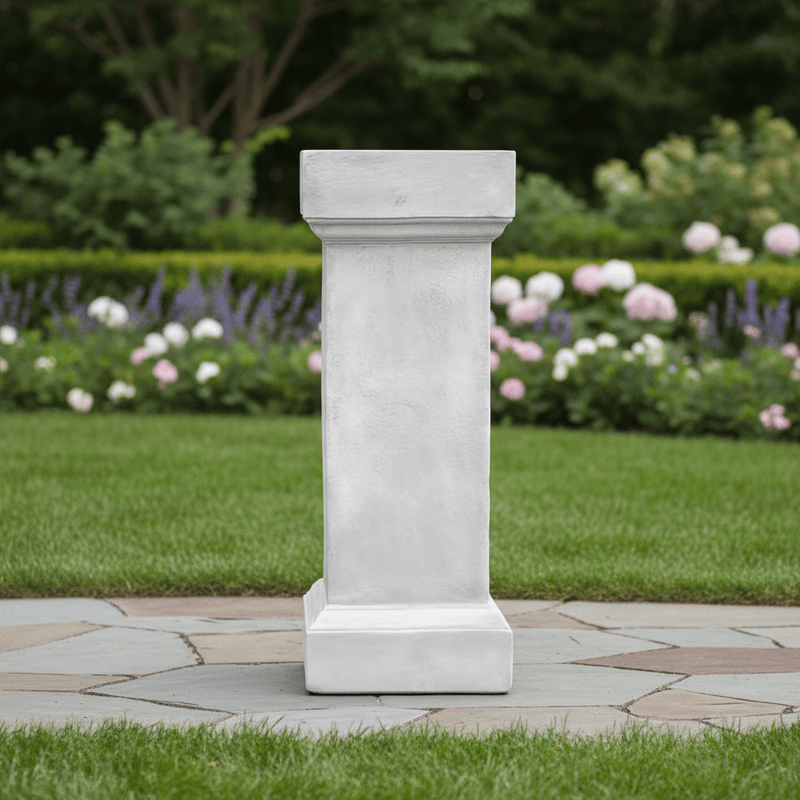 Weathered Square Pedestal Statue (42 - Inch) Side Angle