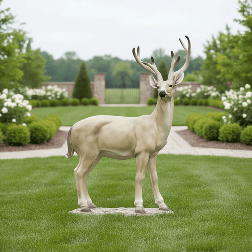 White Tail Deer Garden Statue (64 - Inch) Side Angle