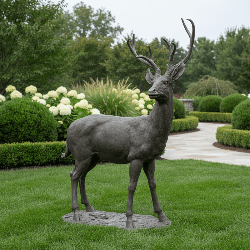 White Tail Deer Garden Statue (64 - Inch) Side Angle