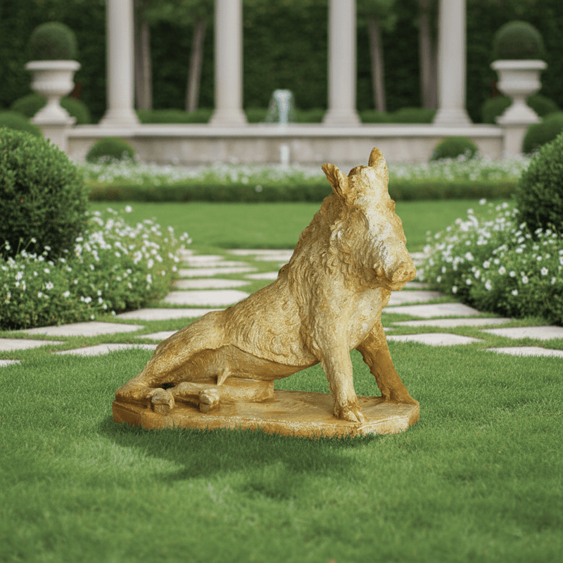 Wild Boar Garden Statue (21 - Inch) Side Angle