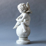 Winged Cherub Outdoor Statue (16 - Inch) Different Angle