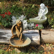 Winged cherub Outdoor Statue (17 - Inch) Side Angle