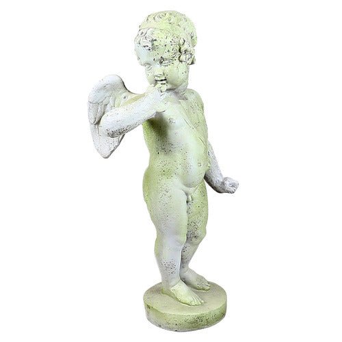 Winged Cherub Outdoor Statue (30 - Inch) Side View