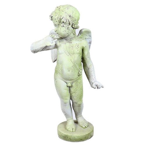 Winged Cherub Outdoor Statue (30 - Inch) Other Angle