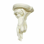 Winged Cherub Plaque Outdoor Statue (13 - Inch) Side View