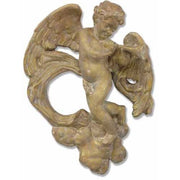 Winged Cherub Playing a Flute on a Cloud Outdoor Statue (17 - Inch)