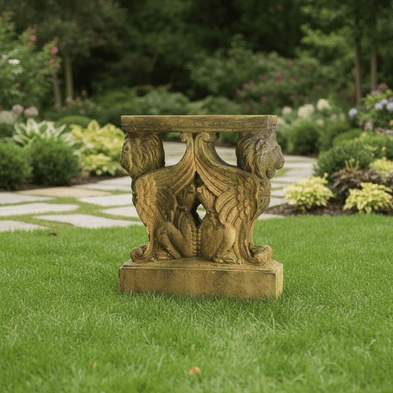 Winged Lion Outdoor Statue (30 - Inch) Side Angle