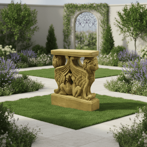 Winged Lion Outdoor Statue (30 - Inch) Side Angle