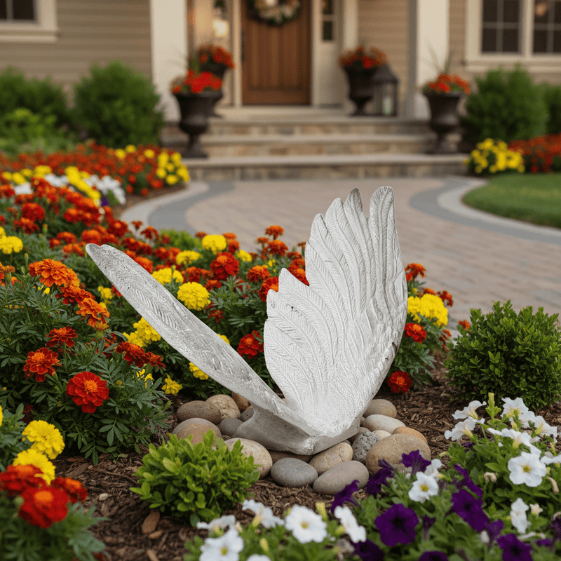 Wings Garden Statue (10 - Inch) Side Angle