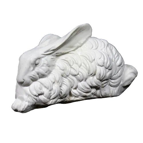 Winter Rabbit Garden Statue (8 - Inch) Side View