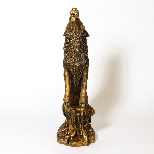 Wolf Howling Garden Statue (37 - Inch) Side Angle View