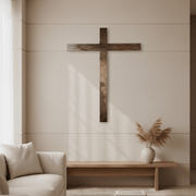 Wood Textured Cross Religious Statue (118-Inch)
