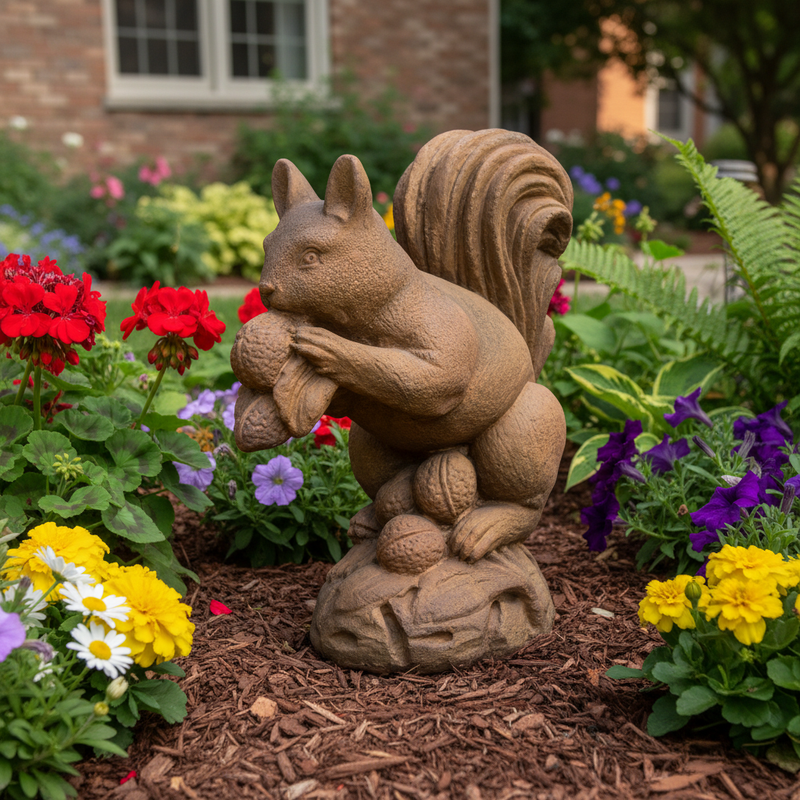 Woodland Squirrel Statue (12.7 - Inch) Side Angle