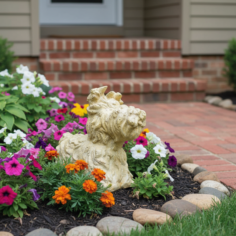 Yorkie Dog Garden Statue (5 - Inch) Side Angle