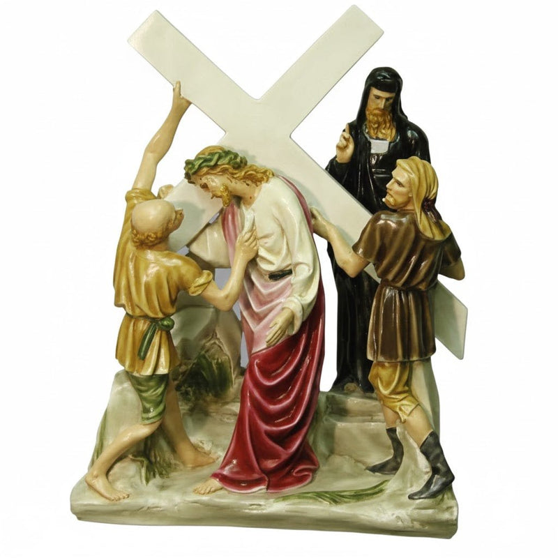 Jesus and Simon the Cyrene Station 5 Catholic Statue (23 - Inch) - Bella Statues