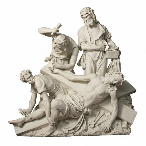 Jesus Nailed to the Cross Station 11 Outdoor Catholic Statue (47 - Inch) - Bella Statues